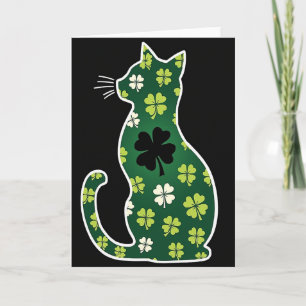 Carte d'art du chat chanceux Shamrock