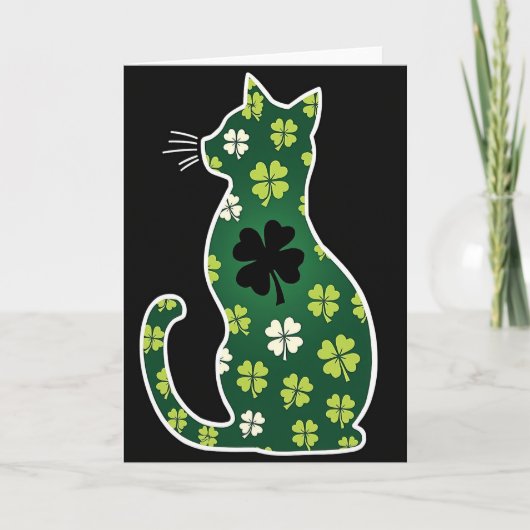Carte d'art du chat chanceux Shamrock (Devant)