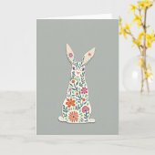 Carte d'art du lapin floral (Fleur jaune)