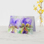 Carte d'art en violet Fleurs florales Viola Waterc (Fleur jaune)