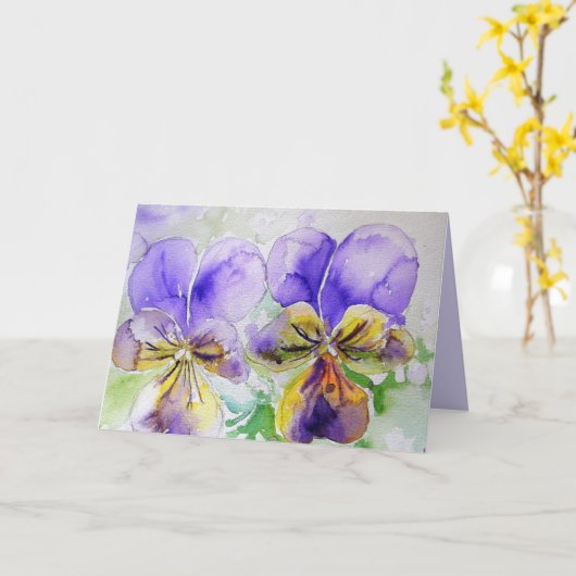 Carte d'art en violet Fleurs florales Viola Waterc (Fleur jaune)