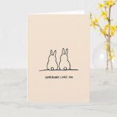 Carte d'art esquisse d'amour de lapin (Fleur jaune)