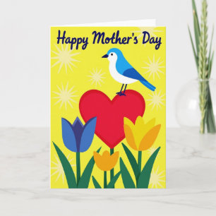 Carte d'art floral de la fête des mères Blue Bird
