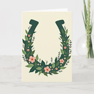 Carte d'art floral Fer à Cheval Chanceux