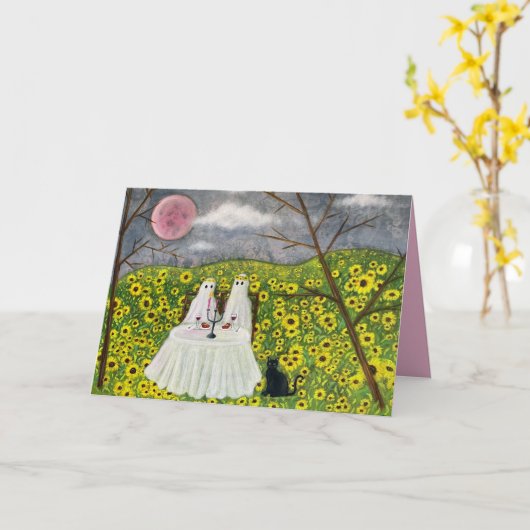 Carte d'art Ghost Couple Forever 2 (Fleur jaune)