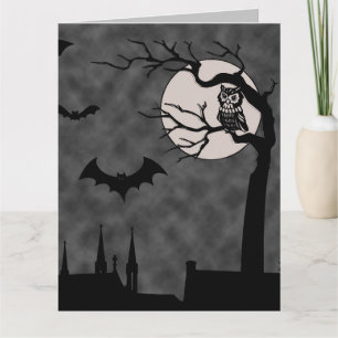 CARTE D'ART GOTHIQUE HALLOWEEN CHAUVES-SOURIS LUNE