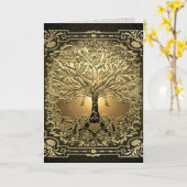 Carte d'art graphique Arbre de Vie doré (Fleur jaune)
