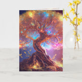 Carte d'art graphique Arbre de Vie et d'Amour (Fleur jaune)