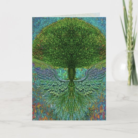 Carte d'art graphique avec des ailes d'ange et un (Devant)
