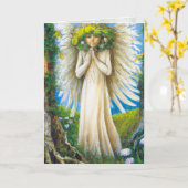 Carte d'art graphique d'ange priant (Fleur jaune)