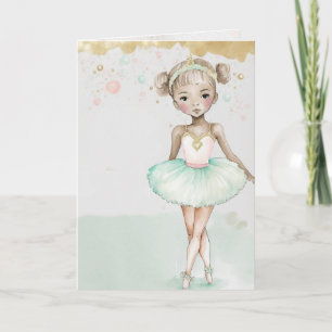 Carte d'art graphique de ballerine, anniversaire,
