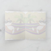 Carte d'art graphique de chat dans un hamac (Intérieur)