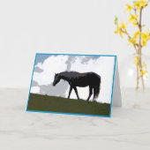 carte d'art graphique de cheval noir (Fleur jaune)