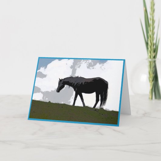 carte d'art graphique de cheval noir (Devant)