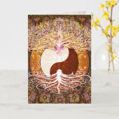 Carte d'art graphique de l'arbre de vie Yin Yang (Fleur jaune)