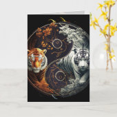 Carte d'art graphique du yin yang du tigre (Fleur jaune)