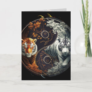 Carte d'art graphique du yin yang du tigre