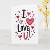 Carte d'art graphique I Love U (Fleur jaune)