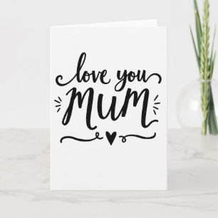 Carte d'art graphique pour maman je t'aime