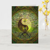 Carte d'art graphique Yin Yang Arbre de Vie Coeur (Fleur jaune)