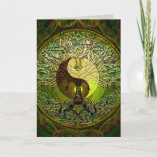 Carte d'art graphique Yin Yang Arbre de Vie Coeur
