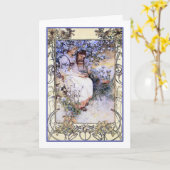 Carte d'art /Invitation : Mucha : Les Béatitudes (Fleur jaune)