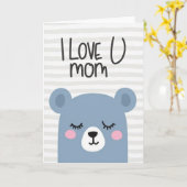 Carte d'art 'Je t'aime maman ours' (Fleur jaune)