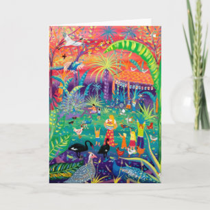 Carte d'art : Joyeuse journée des oiseaux au zoo.J