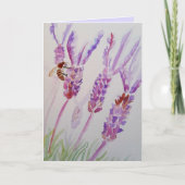 Carte d'art Lavender Flower and Bee Watercolor (Devant)