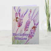 Carte d'art Lavender Flower and Bee Watercolor (Devant)