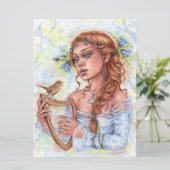 Carte d'art Melody Bell Flower Nightingale Bird Ha (Debout devant)