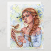 Carte d'art Melody Bell Flower Nightingale Bird Ha (Devant / Derrière)