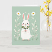Carte d'art mignonne de lapin Daisy (Fleur jaune)