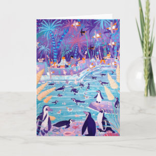 Carte d'art : Partie pourpre de pingouin au zoo