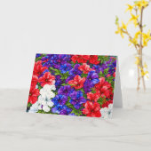 Carte d'art patriotique rouge, blanc et bleu (Fleur jaune)