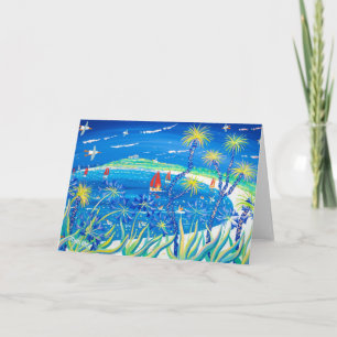 Carte d'art : Paumes et Agapanthus ondulés, Tresco
