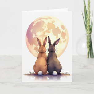 Carte d'art pour amis contemplant la lune