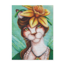 Carte d'art pour chats de fleur de jonquille