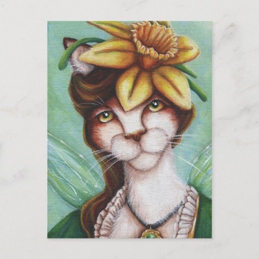 Carte d'art pour chats de fleur de jonquille (Devant)