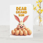 Carte d'art pour petit-fils lapin (Fleur jaune)