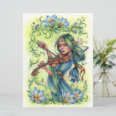 Carte d'art pour violon Fairy Elf de nuit (Debout devant)