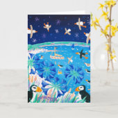 Carte d'art : Puffins scilly (Fleur jaune)