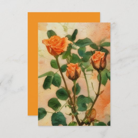 Carte d'art Rose orange Anniversaire ou tout (Devant / Derrière)