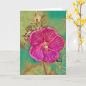 Carte d'art rose profond (Fleur jaune)