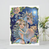 Carte d'art Rose Unicorn Princess Fairytale Imagin (Debout devant)
