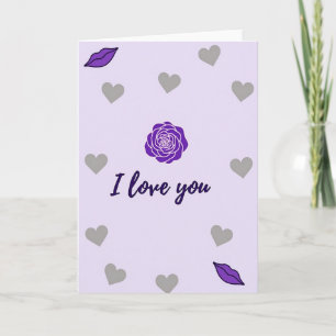Carte d'art Rose Violette Je T'aime