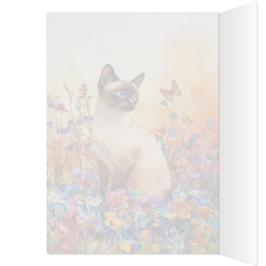 Carte d'art Siamese Cat 1 - 5" x 7" (Intérieur (Gauche))