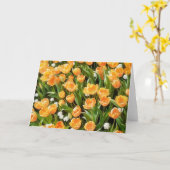 Carte d'art Tulipes orange et Fleurs de neige (Fleur jaune)