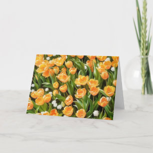 Carte d'art Tulipes orange et Fleurs de neige