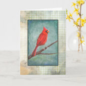 Carte d'art unique et peinte à la main du cardinal (Fleur jaune)